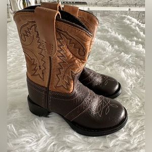Old West Leather Cowboy Toddler Two Tone‎ Boots Sz  4